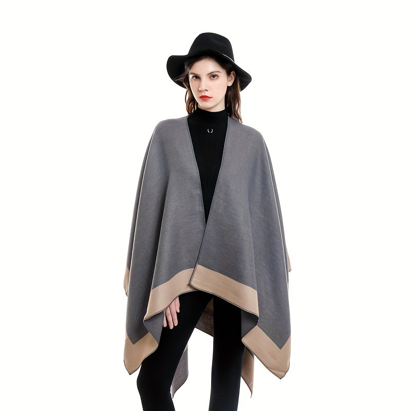 Cashmere Shawl Solid Warm Blanket Open Front Poncho Cape Casual Outdoor Shawl