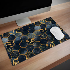 Non slip PU Leather Mouse Pad Desk Mat Three Dimensional Golden Mousepad