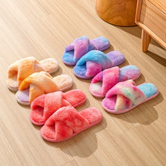 Women's Plush Cross Strap Slippers - Cozy Indoor Shoes