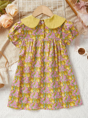 Girls Short Sleeve Floral Dress - Summer Casual Wear