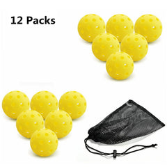 12 Pack Outdoor Pickleball Balls w/ Storage Net Bag, 40 Holes, Amateur to Compe