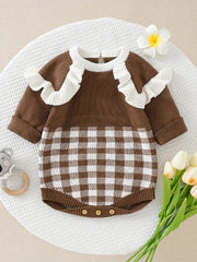Checkerboard Baby Girls Ruffle Jumpsuit