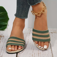 Women's Striped Slide Sandals Lightweight Summer Beach Shoes