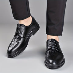 Men's Crocodile Embossed Oxford Shoes Wear Resistant Non-Slip Dress Shoes