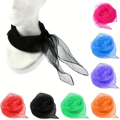 Candy Square Scarf Gauze Neckerchief Thin Breathable Silk Scarves