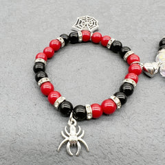 Halloween Magnetic Spider Web Pendant Bracelets Set