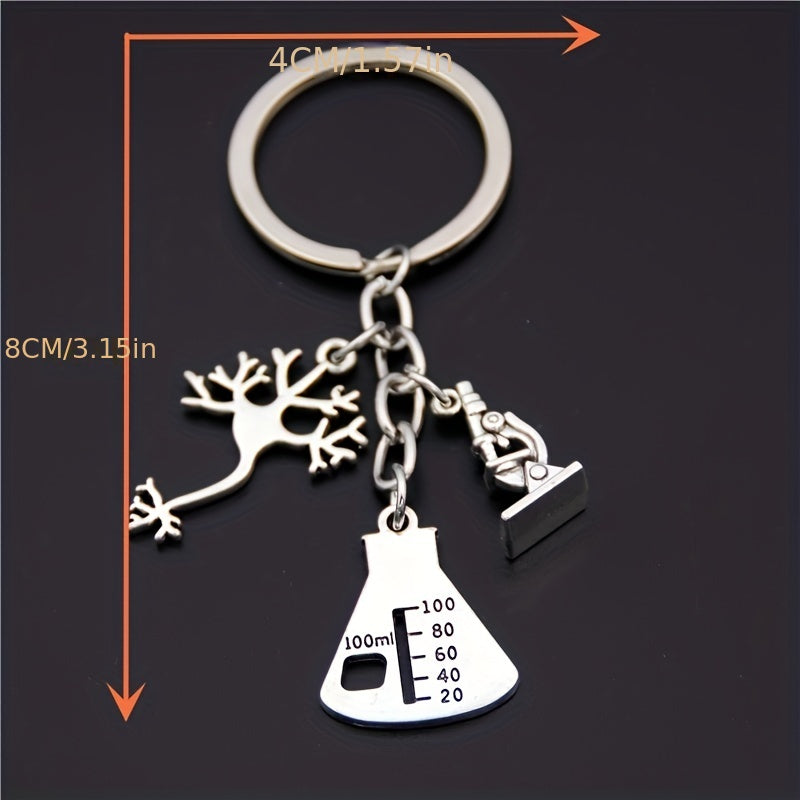Microscope Keychain Biology Science Chemistry Metal Key Ring Purse Bag
