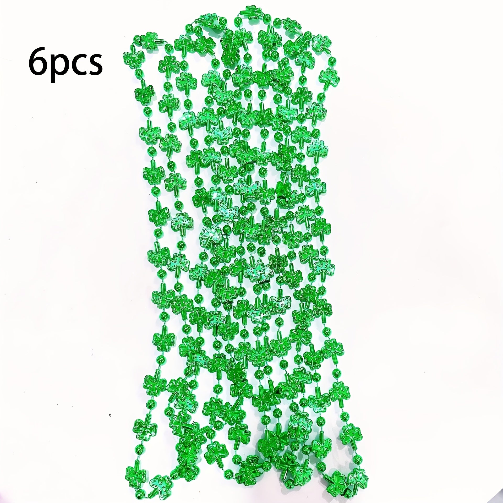 St Patrick's Green Clover Bead Necklace, Party Holiday Decorations