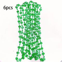 St Patrick's Green Clover Bead Necklace, Party Holiday Decorations
