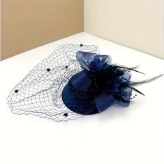 Qianlandanya Vintage French Fascinator Hat Mesh Headpiece with Bow