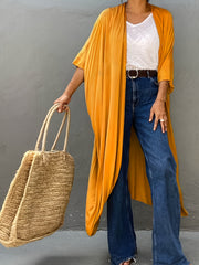 Plain Half Sleeve Stretch Cover Up Robe