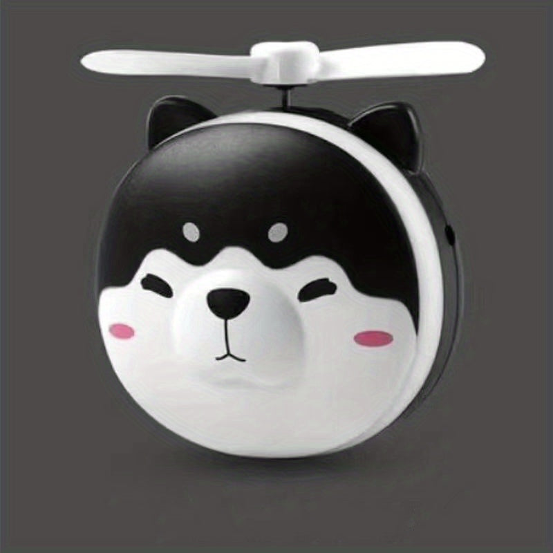 3 in 1 Compact Mirror Fan LED Light USB Rechargeable Cute Dog Head Shape