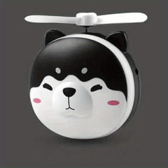 3 in 1 Compact Mirror Fan LED Light USB Rechargeable Cute Dog Head Shape