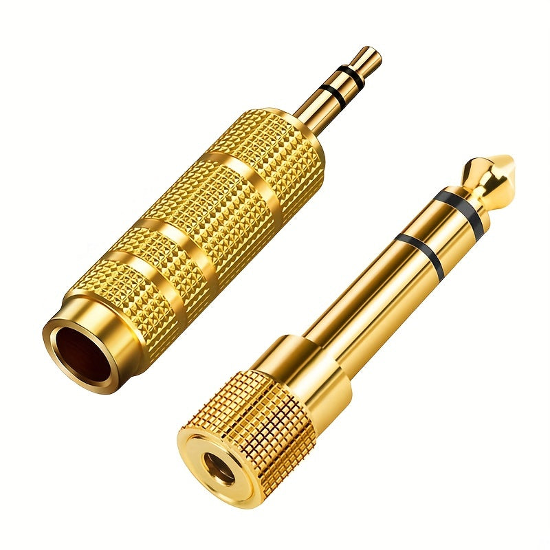 2Pcs Audio Adapter 3.5mm Male to 6.35mm Female + 6.35mm Male to 3.5mm Female