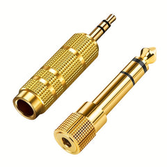 2Pcs Audio Adapter 3.5mm Male to 6.35mm Female + 6.35mm Male to 3.5mm Female