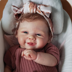 19in Realistic Vinyl Smiling Reborn Doll w/Fabric Body Hand Implanted Hair