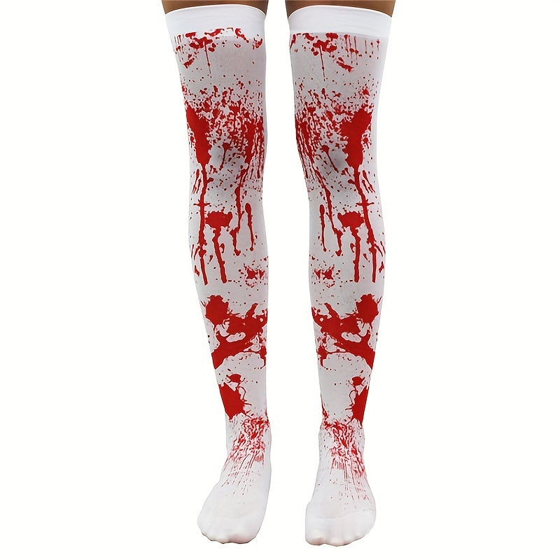 Halloween Nurse Blood Socks Stockings Knee Socks Fancy Ball Socks
