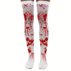 Halloween Nurse Blood Socks Stockings Knee Socks Fancy Ball Socks