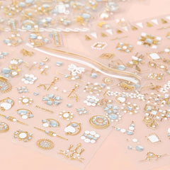 3D Bronzing Manicure Stickers Star Moon Gemstone Nail Decals