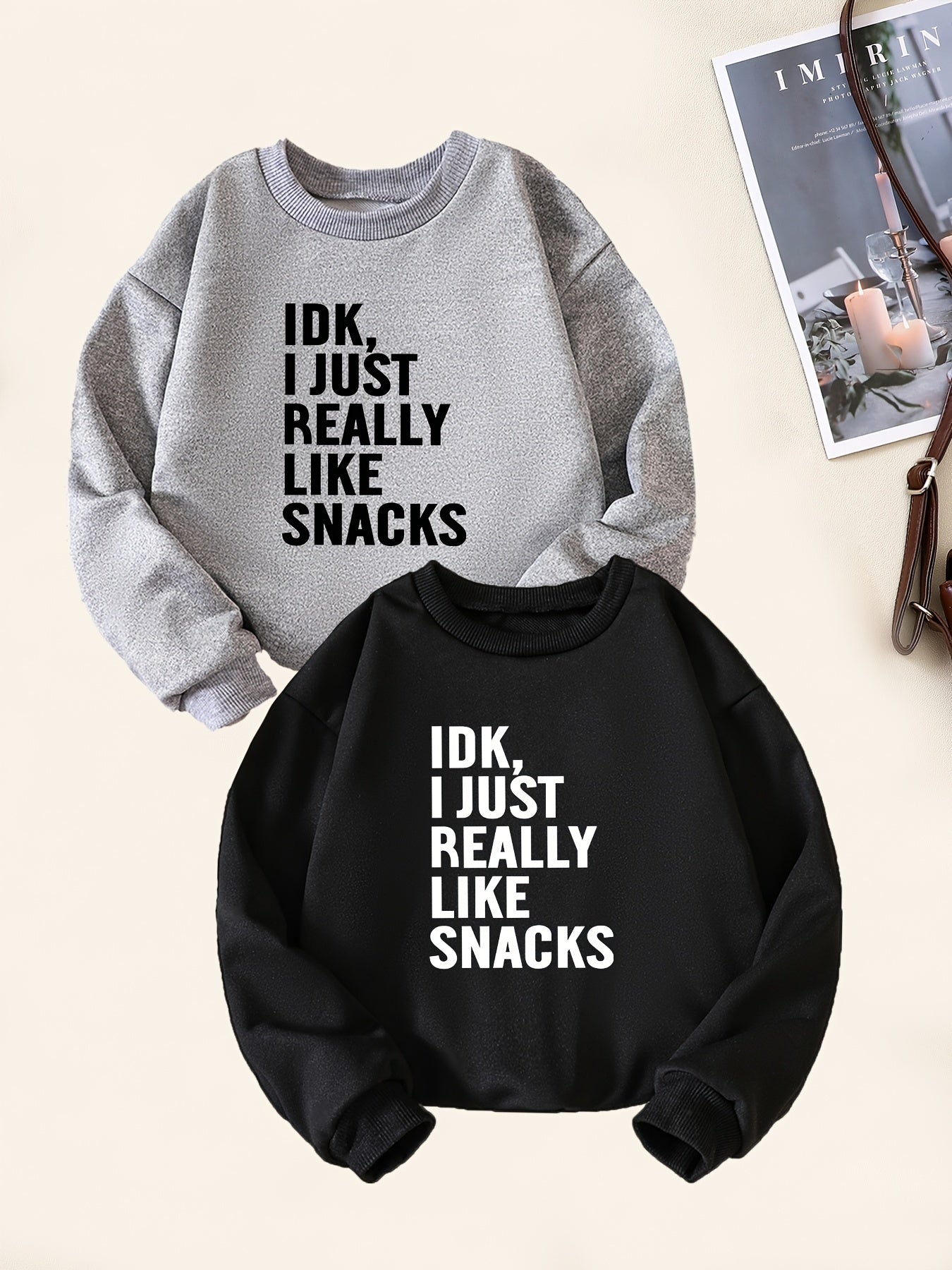 Kids Snack Lover Sweatshirt Long Sleeve Crew Neck Top Boys Casual Pullover
