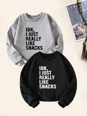Kids Snack Lover Sweatshirt Long Sleeve Crew Neck Top Boys Casual Pullover