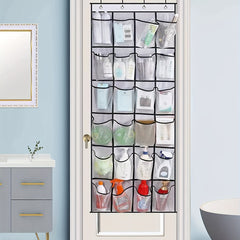 24 Grid Large Transparent Door Shoe Rack with Crystal Pocket, Wardrobe Hangers