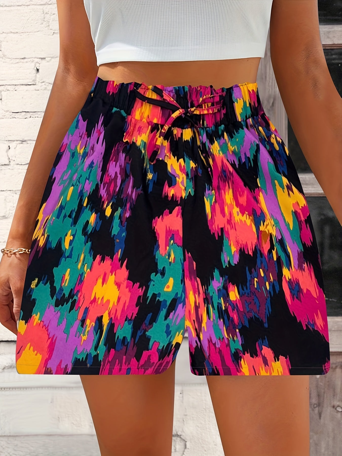 Graffiti Print Vacation Shorts Women's Clothing