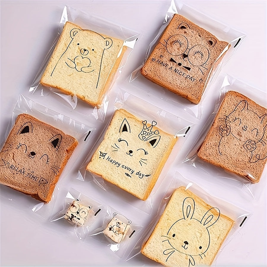 100pcs Cartoon Toast Bags - Large Capacity Portable Bread Treat Bags