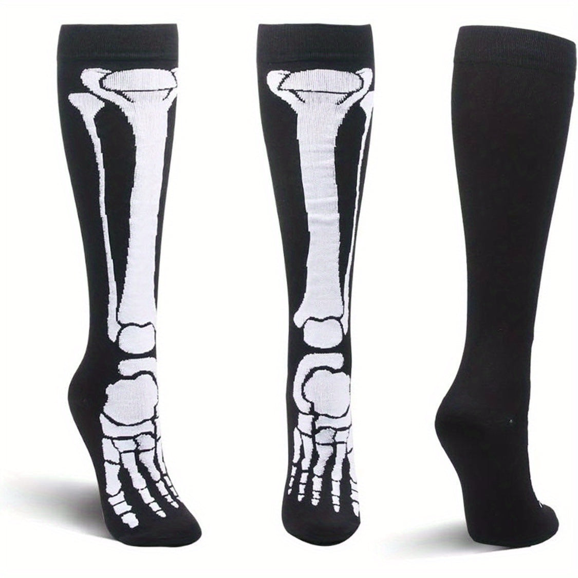 Skull Pattern Calf Socks Halloween Knee High Stockings