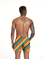 Colorful Diagonal Strip Swim Trunk Men s Swimwear