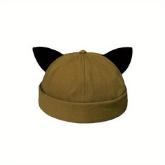 Cat Ears Landlord Hat Brimless Bowler Beanie