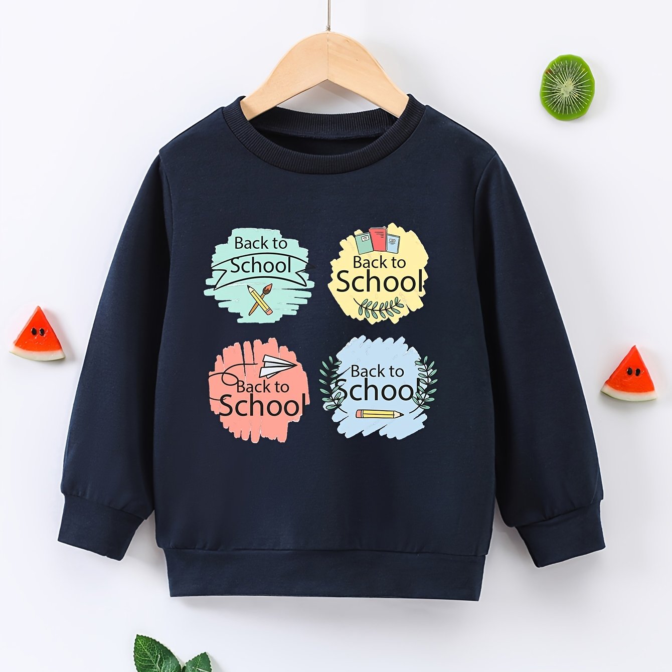BACK TO SCHOOL Boys Sweatshirt Long Sleeve Crew Neck Tops Kids Clothing
