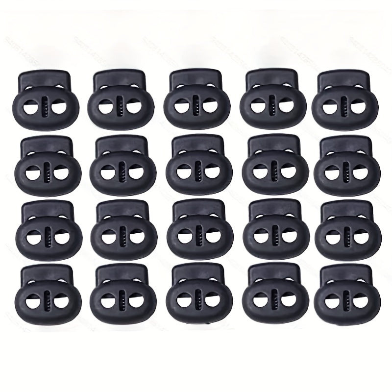 30pcs Plastic Cord Locks Double Hole Cord Stops Fastener Toggles for Paracord