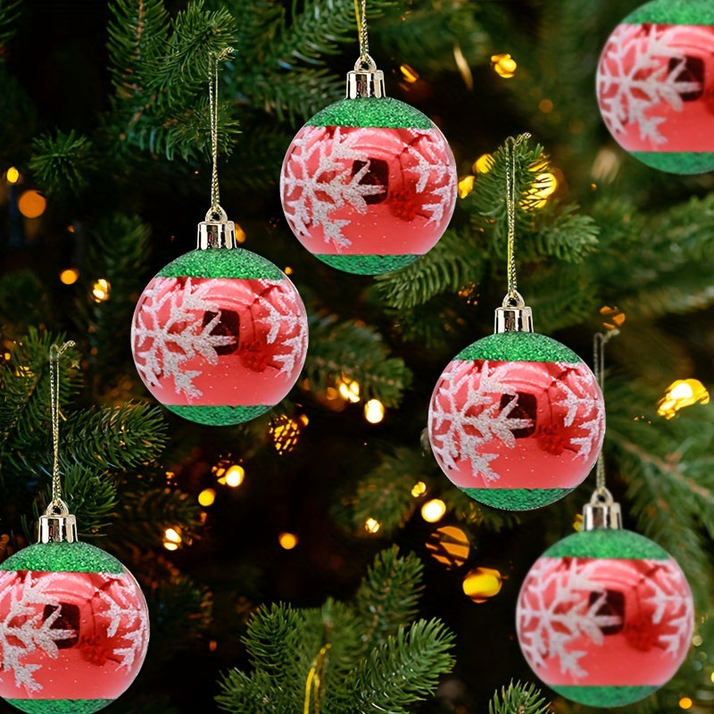 6pcs Painted Christmas Tree Hanging Balls