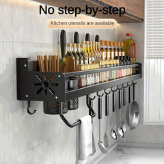 Kitchen Seasoning Rack With Hook - Household Wall Mounted Storage