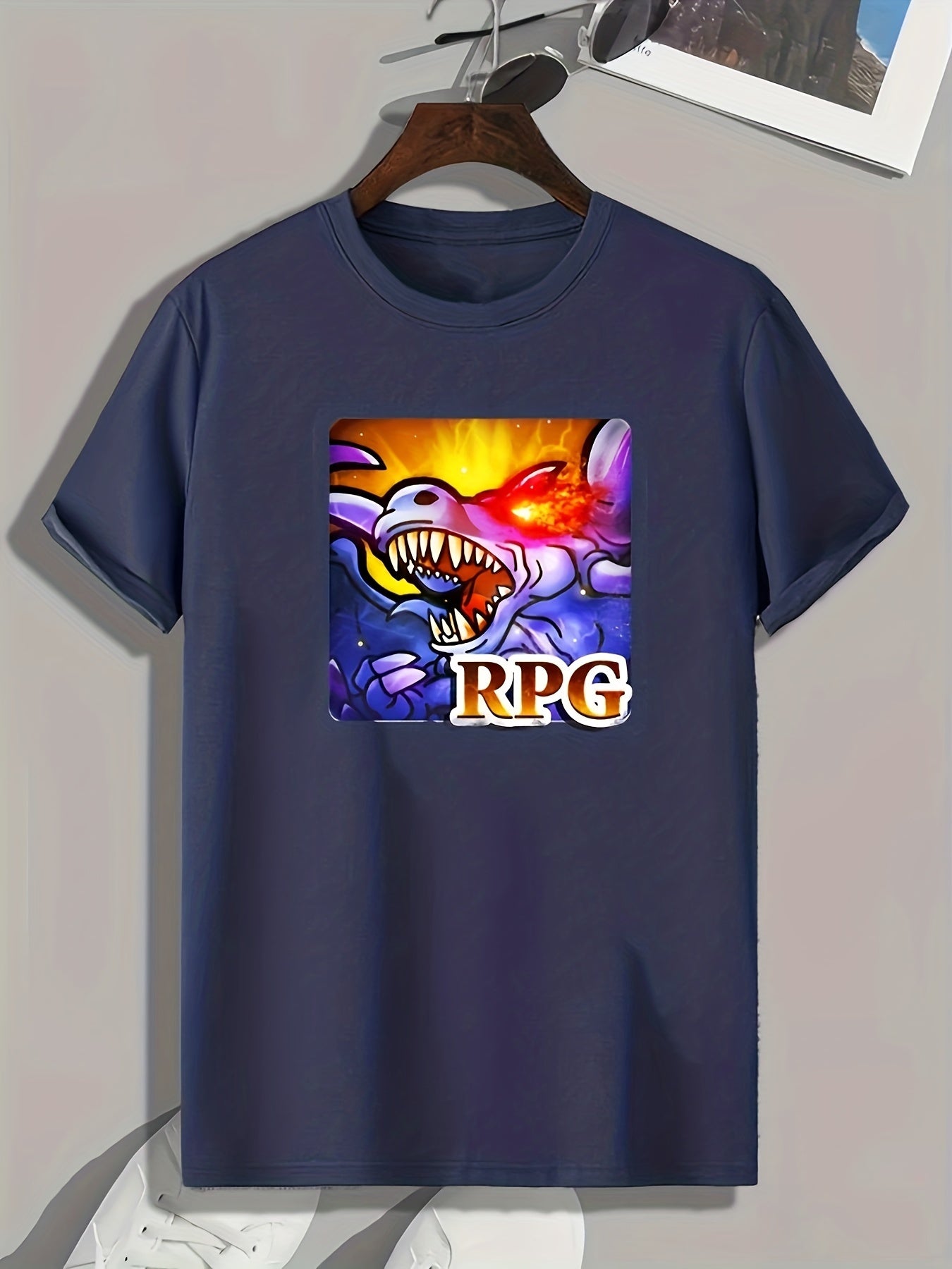 Cartoon Dragon Print Men's Sports T-shirt