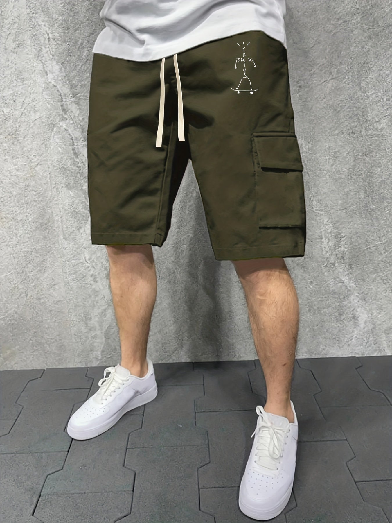 Men's Stretch Knee Long Skateboarding Shorts for Summer