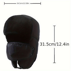 Men's Windproof Coldproof Trapper Cap With Face Cover Winter Hat