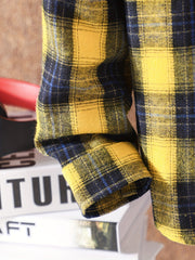 Boys Plaid Hooded Shirts Long Sleeve Button Down Hoodie Tops