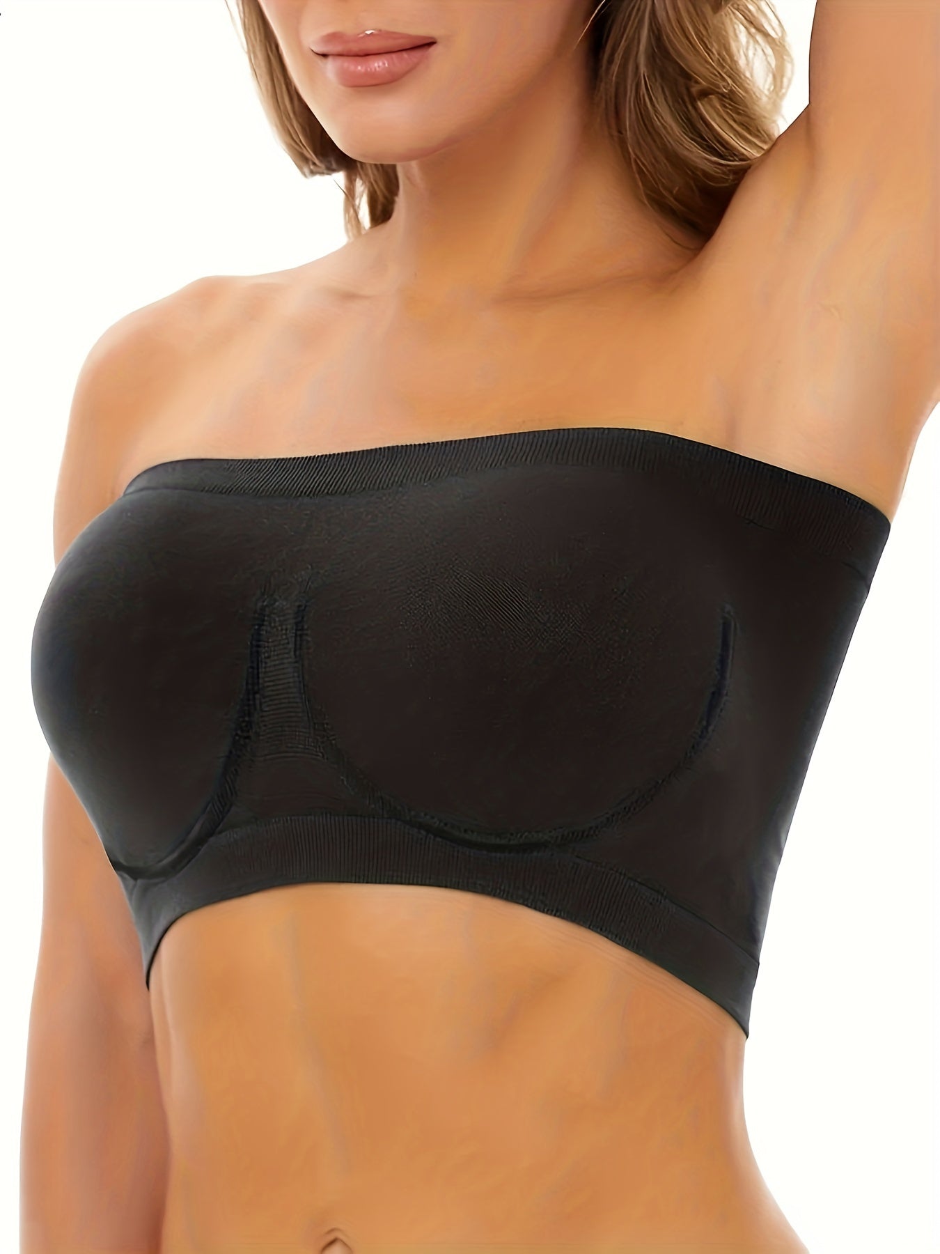 4 Pack Plus Size Tube Bra Set Women's Plus Strapless Bralette High Stretch