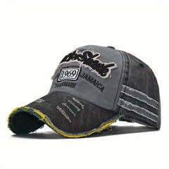 Unisex Sunshade Distressed Baseball Cap With Embroidery