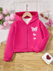 Girls Casual Butterfly Graphic Hoodie Long Sleeve Sweatshirt