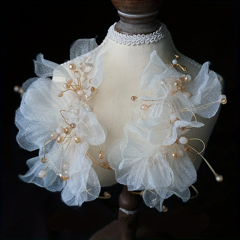 Flower Headband Mesh Bridal Head Piece Floral Yarn Head Decoration