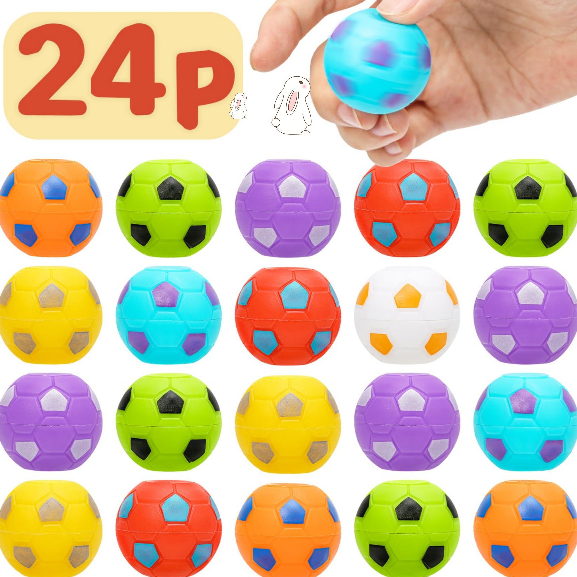 24 Pcs Soccer Party Favors Mini Fidget Spinners Soccer Ball Toys