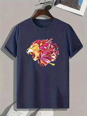 Lion Pattern Print Men's Sports T-shirt - Fitness Activities Gift