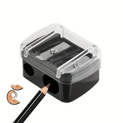 Double Holes Cosmetic Pencil Sharpener Stainless Steel Blades Plastic Cover