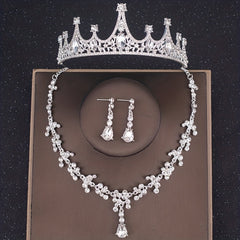 Crystal Crop Necklace And Earrings Set Bridal Jewelry Accessories