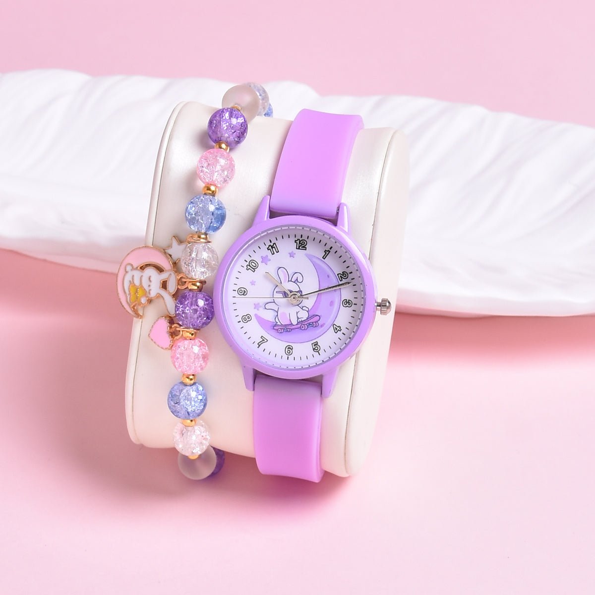 2pcs Set Rabbit On The Moon Girls Quartz Watches with Bracelet