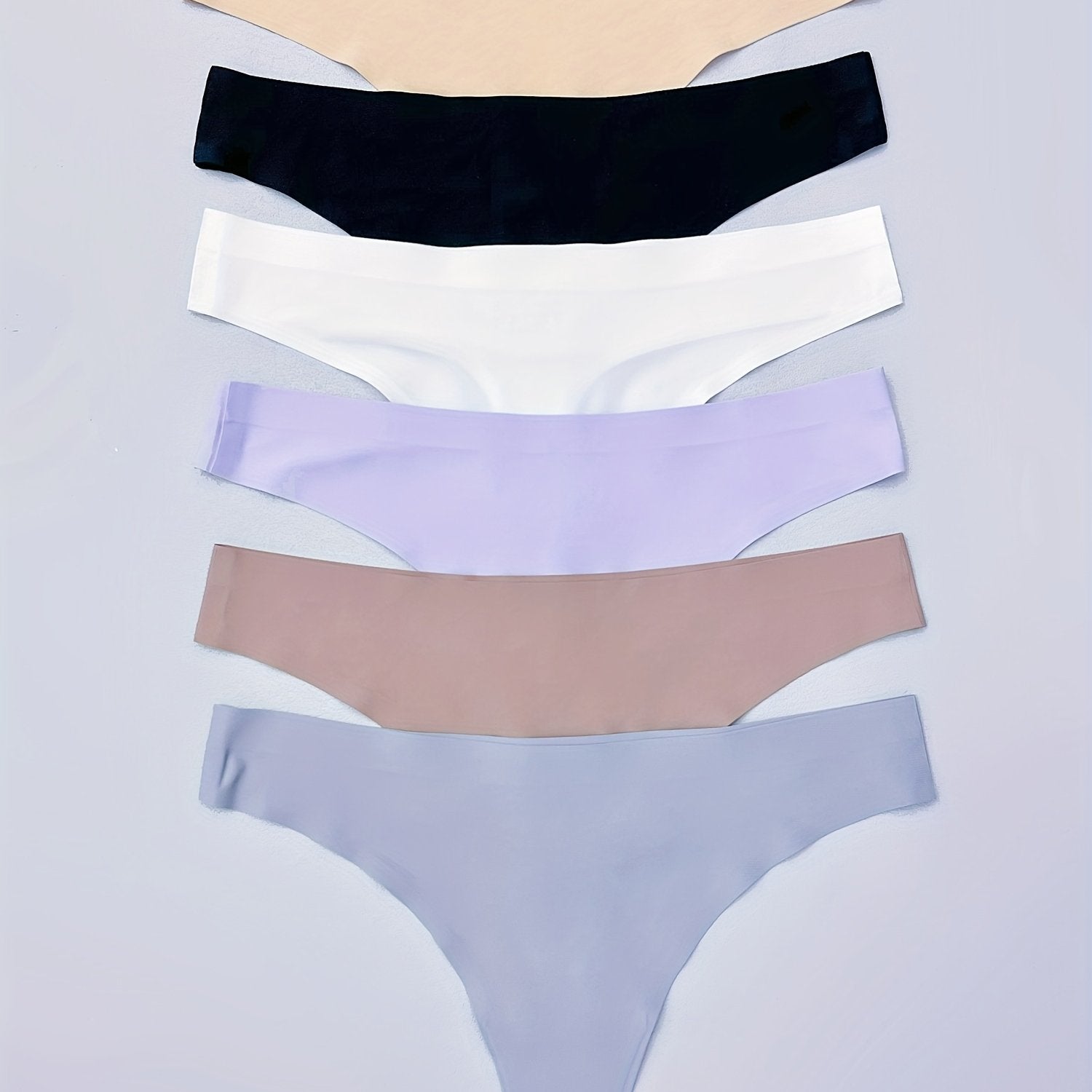 6pcs Seamless Solid Thongs Soft & Comfy Stretchy Intimates Panties