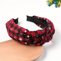 Christmas Style Knotted Headband Snow Plaid Holiday Party Hair Accessory